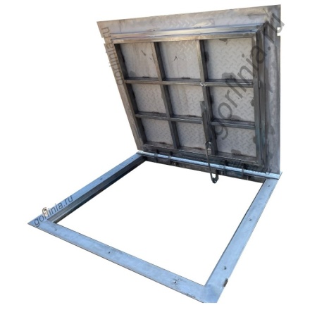 Люк рифленый из нержавеющей стали на петлях с внешними задвижками и стопором без газлифтов